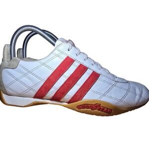 Vintage Adidas Tuscany Goodyear Trefoil Driving Racing Shoes White Red Sz 7 Mens
